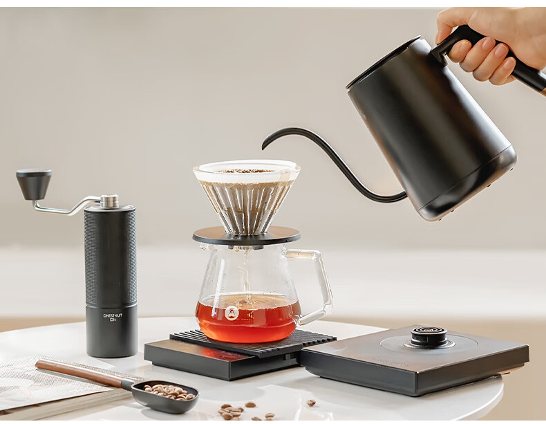 Tiamo Pour-Over Coffee Set Gift Box Temperature Control Kettle Coffee Scale Grinder Coffee Accessories Luxury Birthday Gift 21