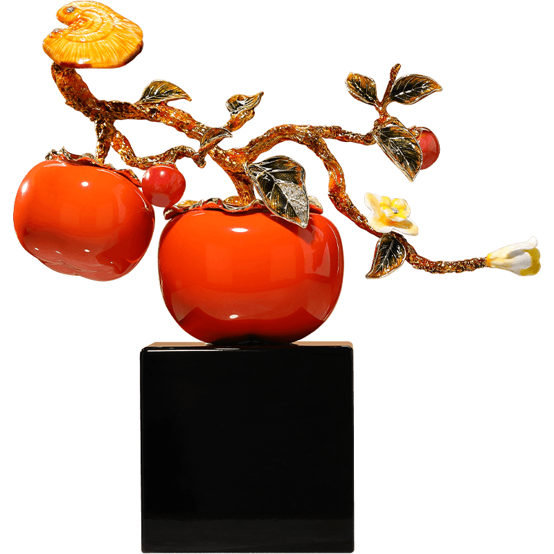 Heshengtang Persimmon Good Luck Ornament Premium Office Living Room Entryway Decoration Housewarming New Year Gift
