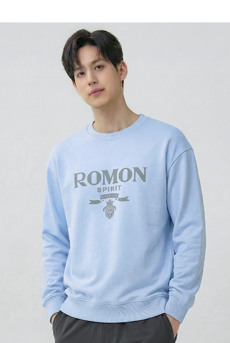 ROMON Men's Sweatshirt, Long-Sleeve Round Neck, Spring And Autumn Season, Zodiac Year Red Base Layer, Casual Wear, Pullover Loose T-Shirt Top 13