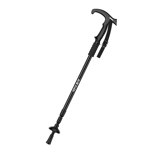 Yuanlin Trekking Pole Outdoor Hiking Lightweight Telescopic T-Handle Non-Slip Spring Shock Absorption Ultralight Trail Black