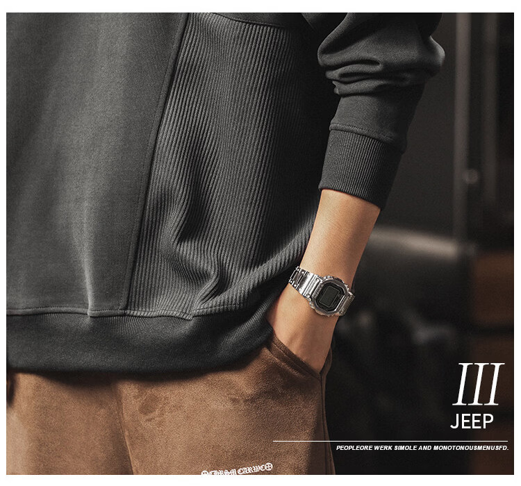 JEEP Men's Heavyweight Long Sleeve Polo Sweatshirt Spring Autumn Black XL 6