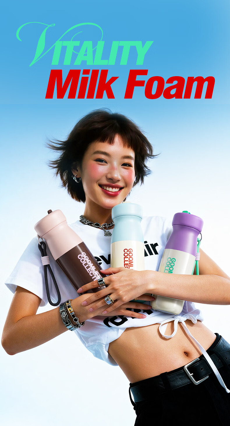 GOOM Double Drinking Sports Insulated Bottle Fitness Straw Cup Portable Car Cup Student Water Bottle 580ml Milk Candy Coffee 9