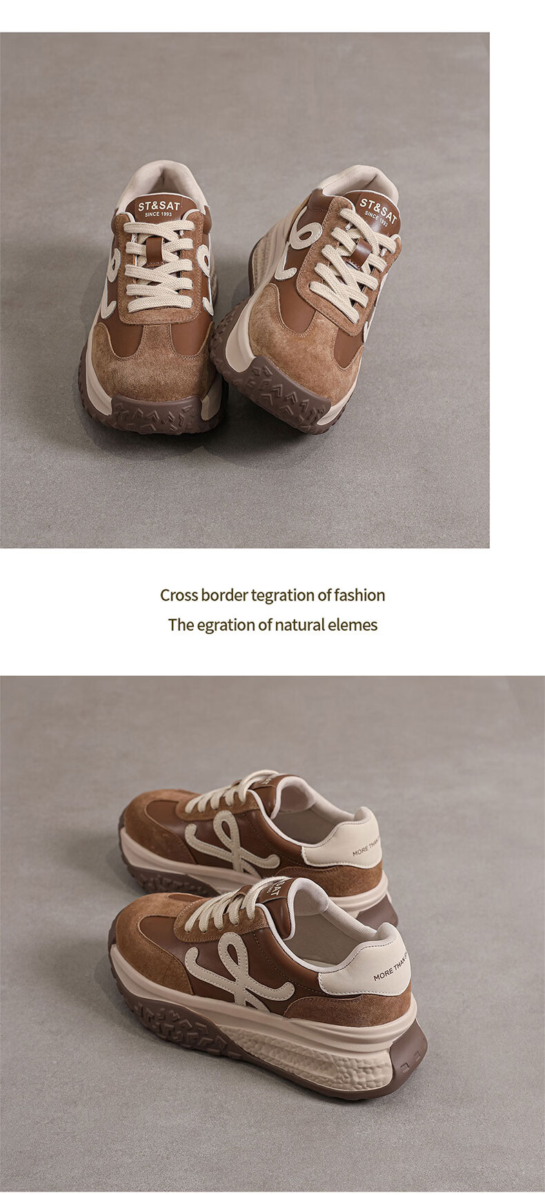 St&Sat Fashion Comfortable Retro Platform Derby Shoes Women Casual Versatile High-End Design Sports Shoes Brown Size 36 7