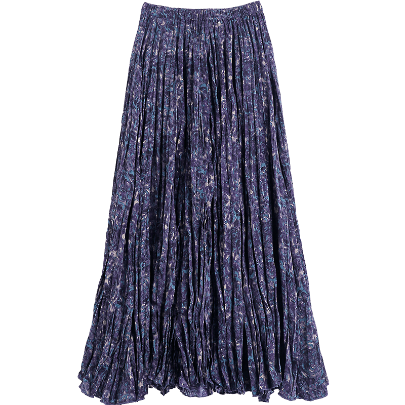 Demana "Crushed Ice Galaxy" Spring Socialite Private Elastic Waist Watermark Printed Pleated A-Line Women's Pleated Skirt