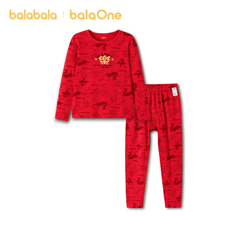 Balabala Kids Children's Underwear Set Boys 2026 New Spring Autumn Red Pajamas Comfortable