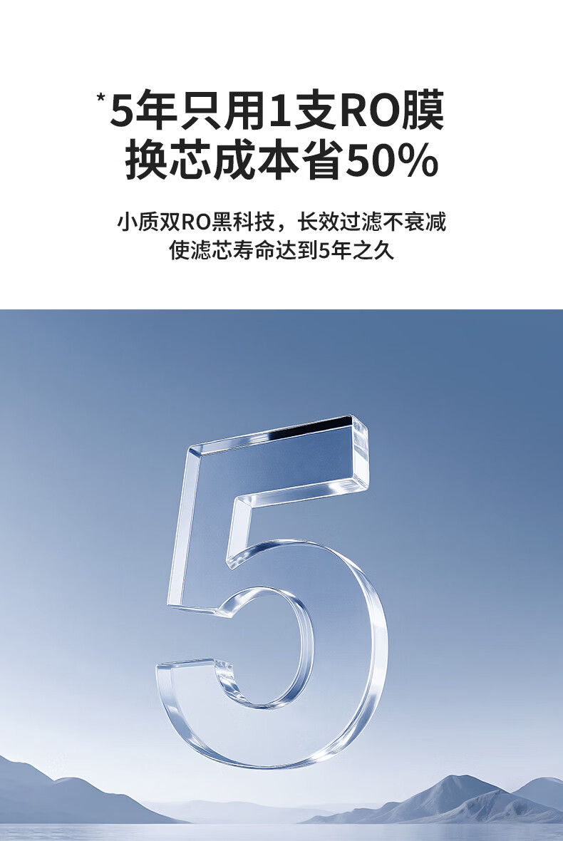 XiaoZhi Kitchen Under-Sink Water Purifier Dual-Core Dual RO Ultra-Pure 1200G Household Kitchen Zero Scale Zero Stale Water RO Reverse Osmosis Direct Drinking R6 5