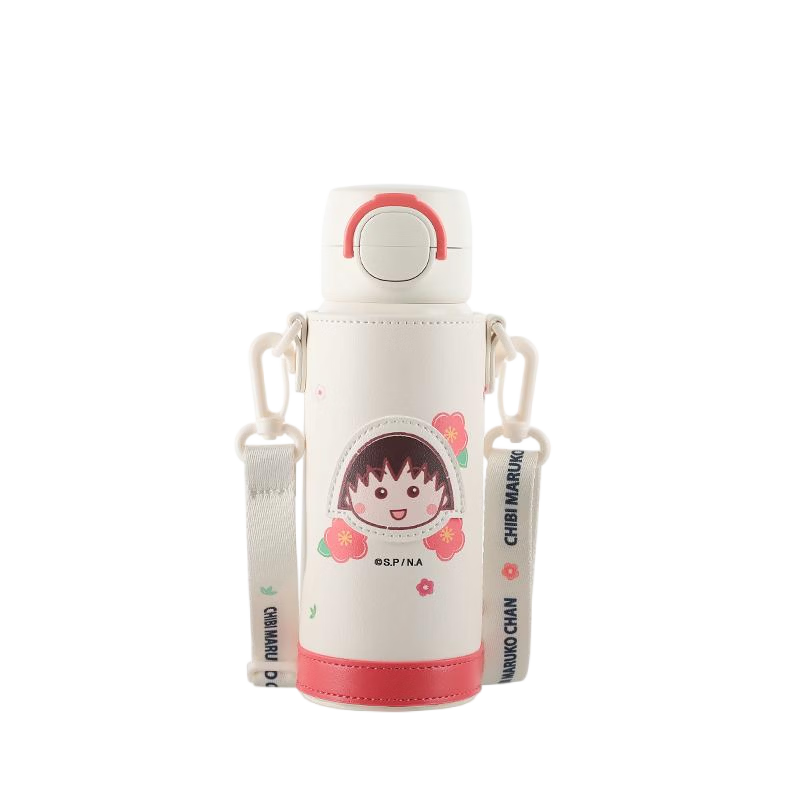 BEDDYBEAR Wave Double Drink Insulated Bottle with Cup Sleeve and Straw, Large Capacity 500ml Student Water Bottle, Colorful Marbles