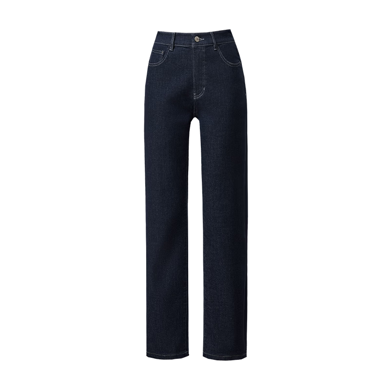 ESE-Y Women's Straight Leg Jeans 2026 Spring New Slim Fit Fade-Resistant Tapered Pants Dark Blue 28