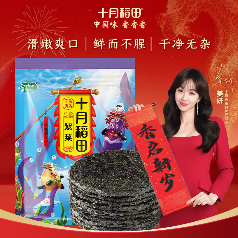 十月稻田 霞浦产紫菜 100g 袋装 海带虾皮紫菜蛋花汤 早餐食材 海产干货