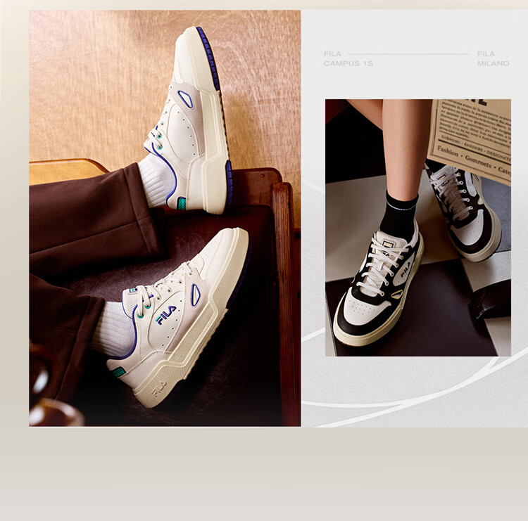 FILA Official Women's CAMPUS 1S Sneakers 2026 Spring Square Casual Shoes 7