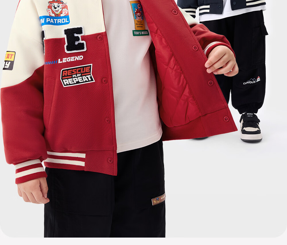 PAW PATROL Boys' Hip-Hop Motorcycle Baseball Jacket, Boys' Spring and Autumn High Street Motorcycle Top, Dark Navy, Size 140 3
