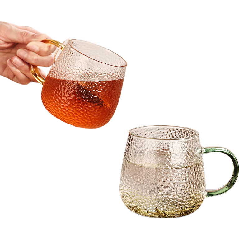 CRISTALGLASS Heat-Resistant Glass Cup Set with Handle for Tea Brewing, Large Capacity Water Mug, Milk Cup, Coffee Mug for Home Use