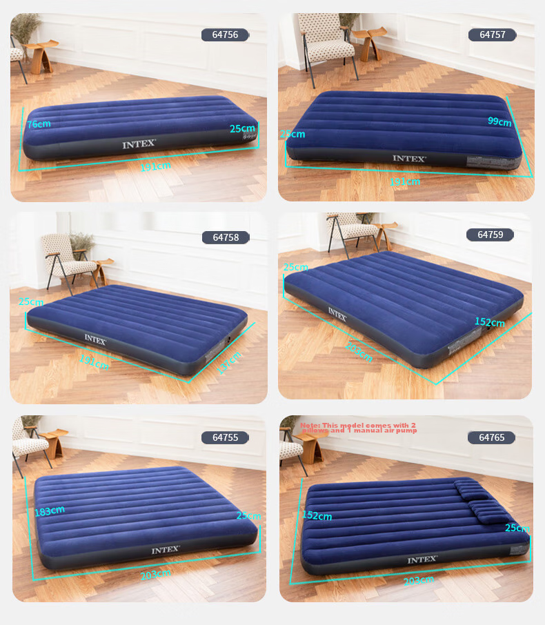INTEX Car Air Bed, Striped Flocked Single Inflatable Mattress, Portable Home Outdoor Tent Pad, Folding Bed, 64756N 8