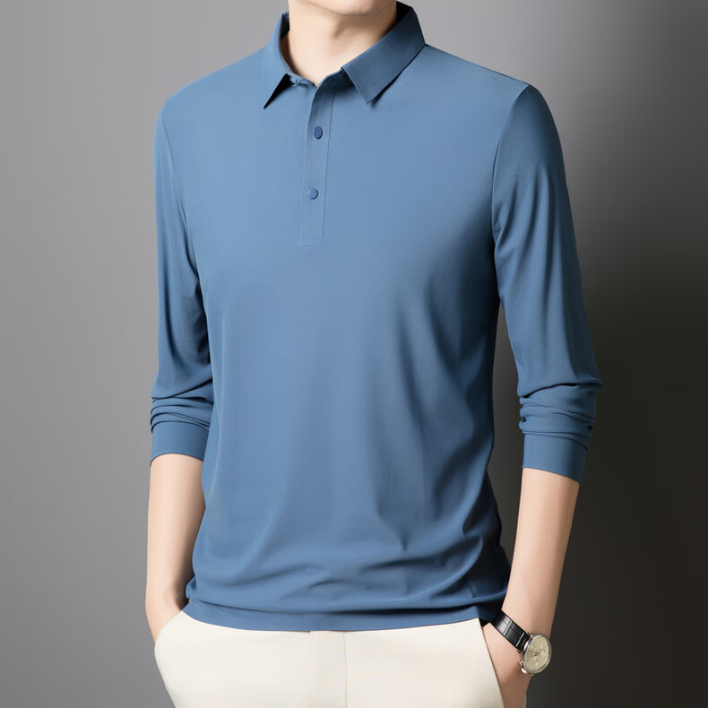 Hodo Men's Long Sleeve T-Shirt Summer Ice Silk Polo Shirt Wrinkle-Resistant Breathable Casual Top White M 20