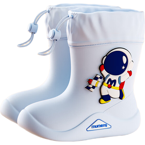 Moremerry Children's Rain Boots for Boys And Girls, Waterproof 3D Cartoon Non-Slip Wear-Resistant Space Astronaut Design, Size 17