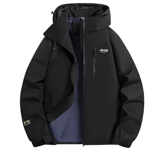 JEEP SPIRIT Men's Autumn Winter Jacket Fleece Lined Thickened Windproof Waterproof Coat Dark Gray L
