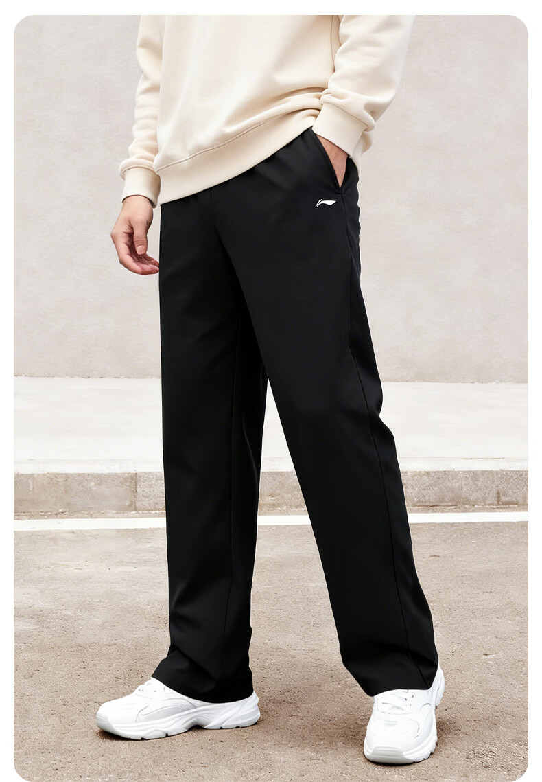 LI-NING Men's Fleece-Lined Jogger Pants Autumn Winter Warmth Windproof Comfortable Casual Loose Fit Trousers S 14