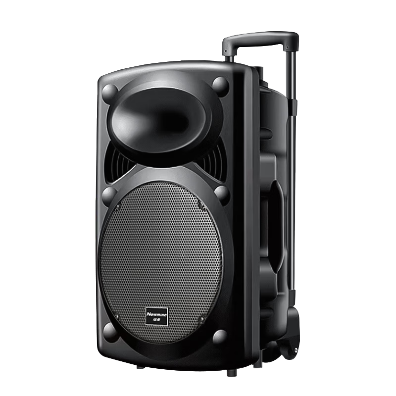 Newmine B12 Square Dance Speaker, 15-Inch Outdoor High-Volume Bluetooth Trolley Speaker, High-Power Portable Mobile Performance Karaoke Subwoofer, Street Vending Loudspeaker with Dual Microphones