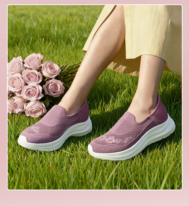 Zulijian Elderly Soft Sole Casual Walking Shoes Holiday Gift Rose Mom Shoes 26116010T Lotus Pink Women Size 36 7
