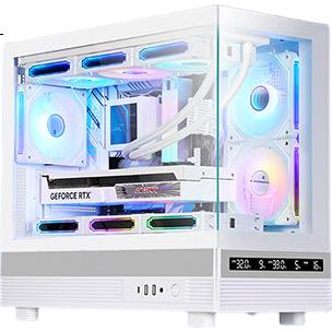 Игровой корпус SAMA Xiaojinghong Screen Display Edition, белый, MATX, панорамный вид 270°, поддержка 360мм водяного охлаждения, 9 вентиляторов, Type-C