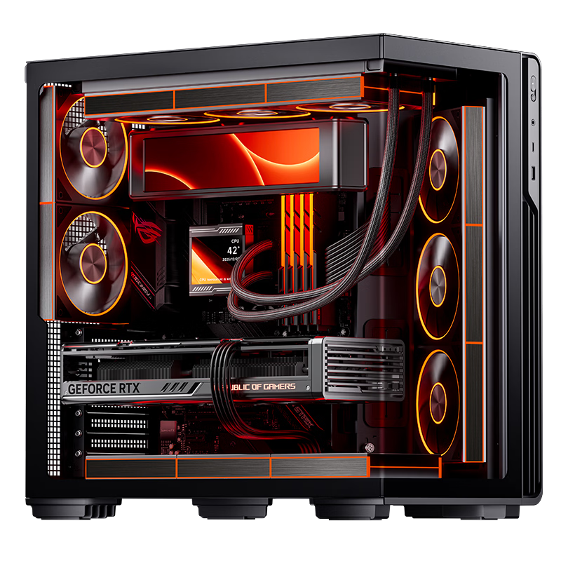 Aigo Starry Sky Display Version, Black Gaming Desktop Computer Case, ATX Motherboard, Supports 360mm Water Cooling, Left And Right Compartment Design, 5090 Graphics Card Compatible