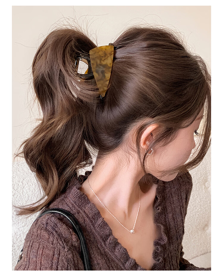 CHIMERA Amber Texture Elegant Triangle Hair Claw Clip for Bun Half-Up Ponytail Women's Birthday Gift 7