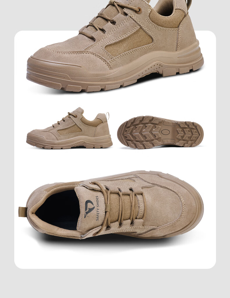 FUCHENG Men's Breathable Steel Toe Safety Work Shoes Anti-Smash Anti-Puncture Lightweight Durable Solid Construction Site Safety Shoes 573 Size 37 13
