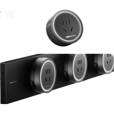 Розетка накладная NVC Lighting, 75 см, 4 гнезда, черная, с подсветкой, без врезки
