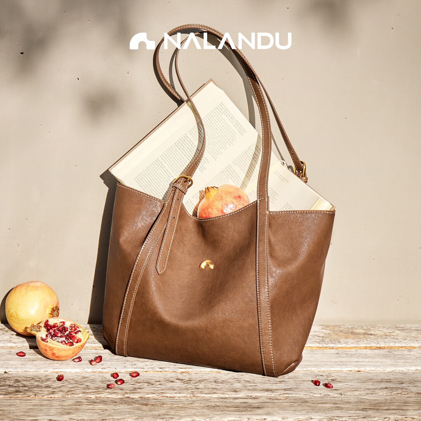 Nalandu [Celebrity Style] New Large Capacity Cowhide Tote Bag Commuter Birthday Gift