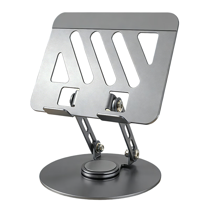 BZBC Flat Stand iPad Computer Desktop Phone Holder Drawing Support Full Metal 360° Rotatable Foldable Portable Universal for Apple Huawei Xiaomi Dark Gray