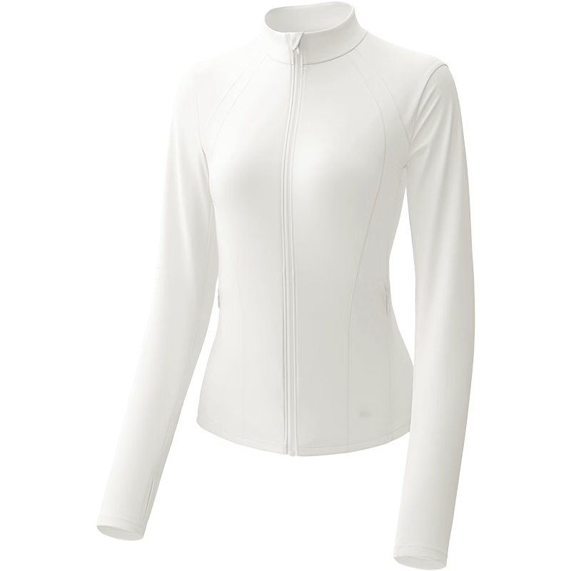 Beneunder Women's Sunscreen Jacket Spring Summer Cooling UV Protection Slim Fit Stand Collar Skin Jacket AL013 Frost Milk White L