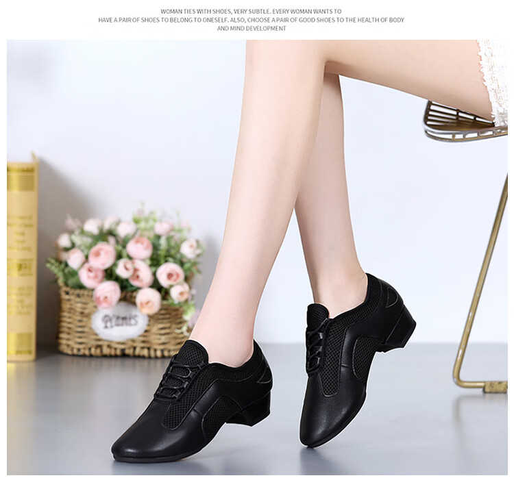 Teslita Women's Ballroom Dance Shoes Latin Dance Shoes Soft Sole Breathable Autumn New Outdoor Dance Shoes Black 12