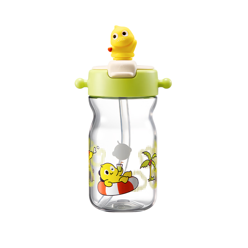 Babycare Children's Water Cup Summer Straw Cup Dual Drinking Outdoor Sports Direct Drinking Cup School Water Bottle Fun Doll 500ml - Green