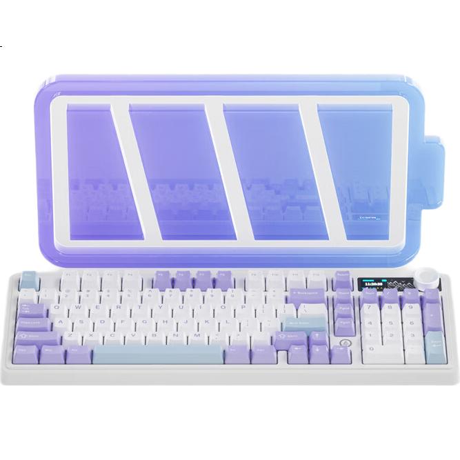 Механическая клавиатура AJAZZ AK980, 98 клавиш, Gasket Mount, RGB подсветка, горячая замена, 2U высота, ручка громкости, боковая гравировка, градиентный розовый, TTC Flame Red V2