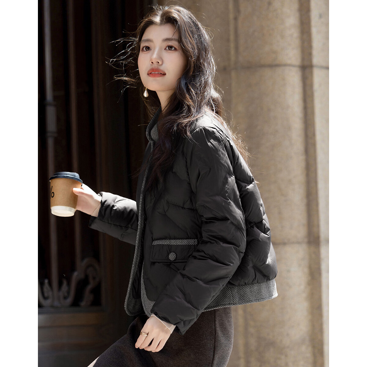 Demana [Lightweight Warmth Combination] Winter 90% Duck Down Korean Style Stand Collar Fabric Magnetic Snap Three-Layer Craft Women's Down Jacket