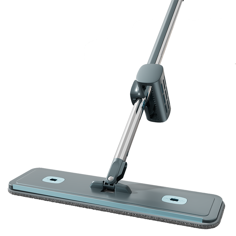 MR.SIGA Flat Mop, 42CM with 2 Cloths, 135CM Stainless Steel Handle, No-Hand Thickened Absorbent Mop Cloth