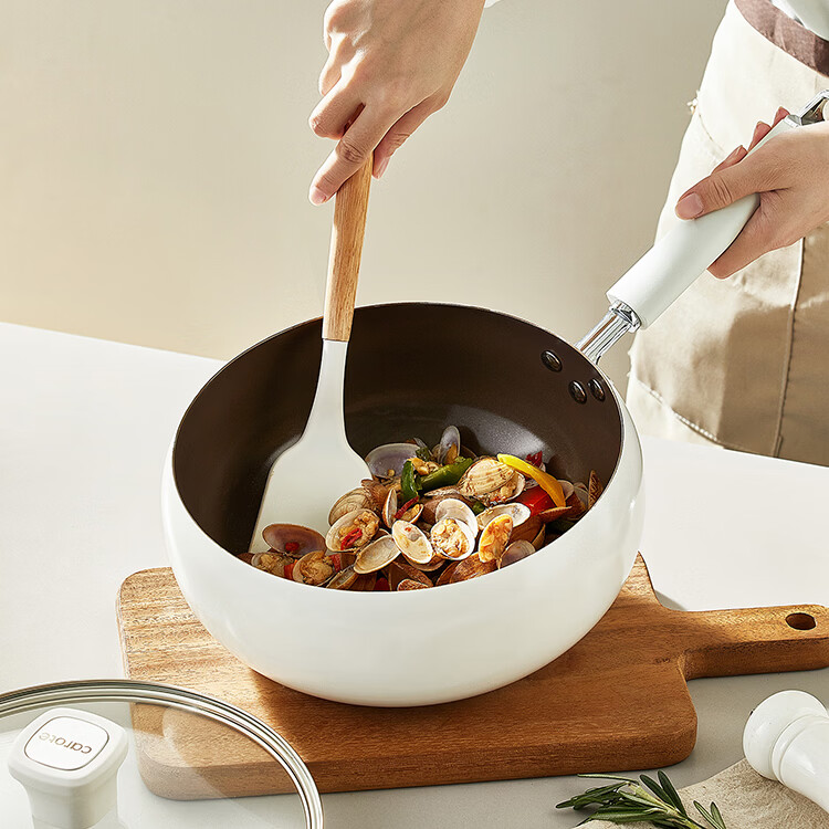 Carote Titanium Ceramic Non-Stick Wok Large Belly Pan 28cm Flat Bottom Stir-Fry Pan for Gas and Induction Cooktops 11