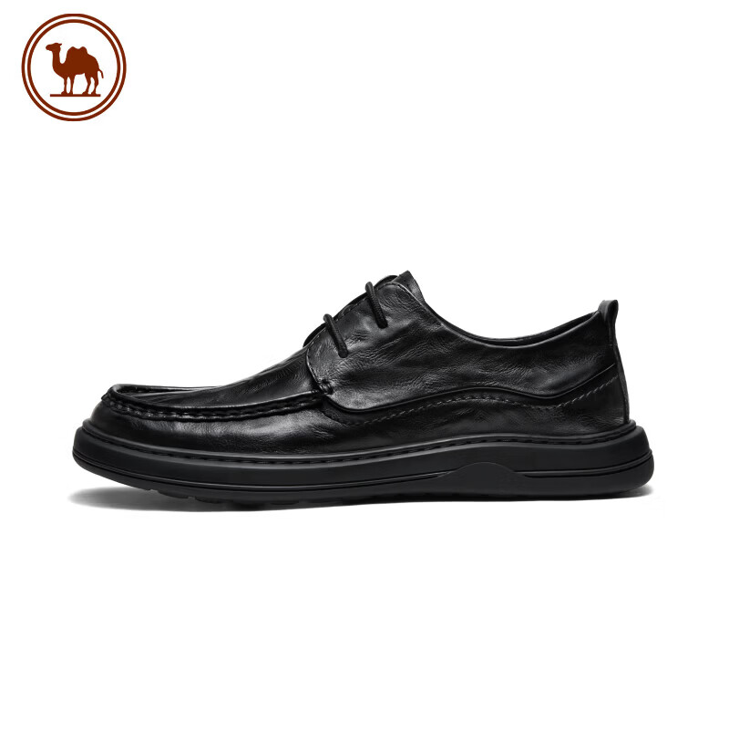 Camel Brand Men's Leather Lace-up Business Casual Derby Shoes Wedding Shoes P16S155008 Black Size 39