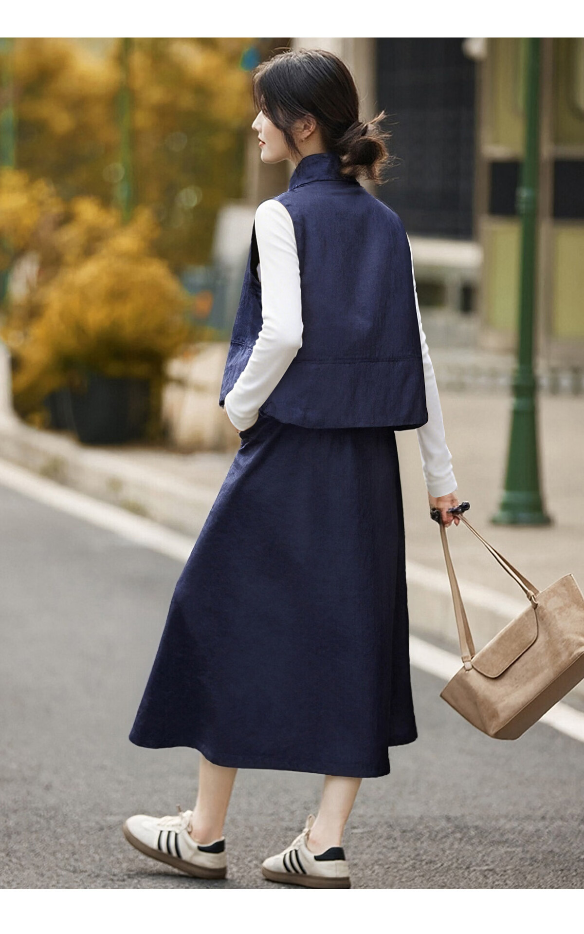 She Enjoy Casual Workwear Vest and Skirt Set for Women Simple Commuter Versatile Outdoor Two-Piece Set T53U024 11