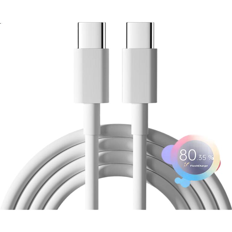 Кабель Nengshi для быстрой зарядки Type-C - Type-C, 6A, 2 метра, белый, совместим с Vivo/iQOO