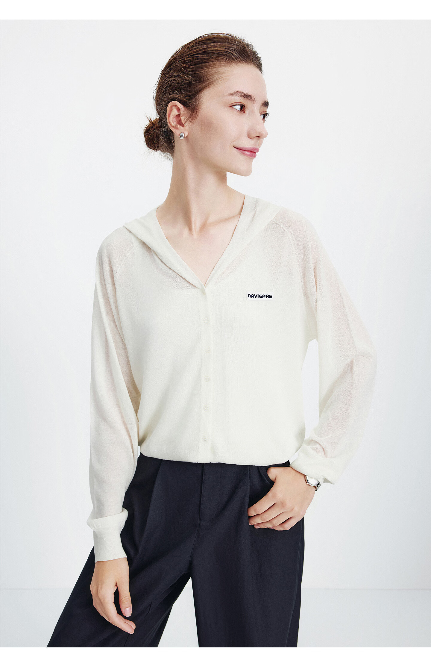 Navigare [Celebrity Edition] Small Sailboat 26 New Women's Lightweight Hooded Knit Cardigan Air Conditioning Jacket 2314096504 47