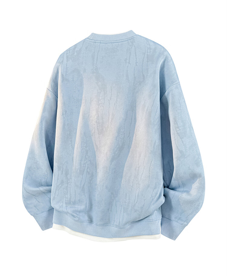 JEEP SPIRIT Men's Spring Loose Fit Casual Two-in-One Tie-Dye Long Sleeve Sweatshirt Black 2XL 7