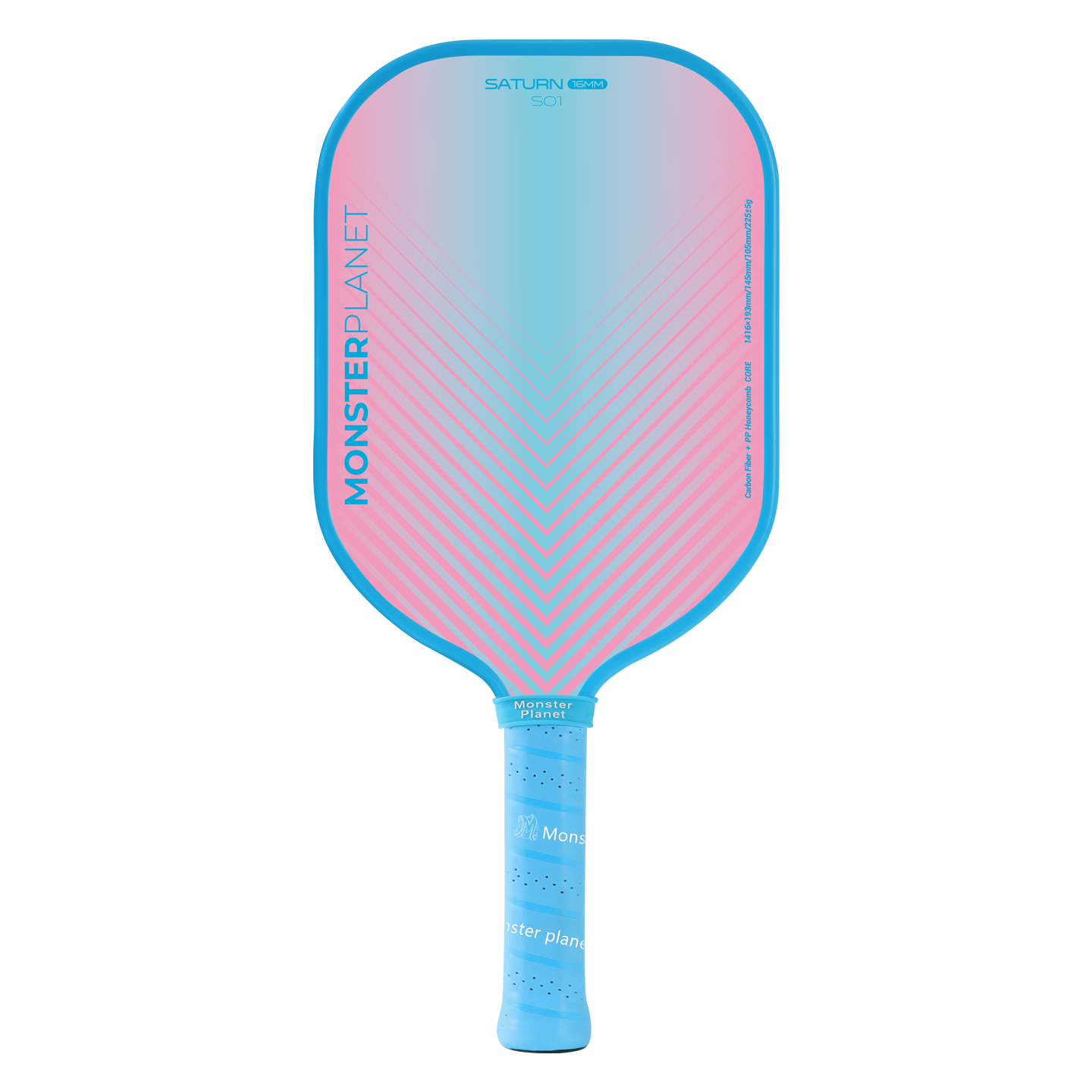 Monsterplanet Saturn S04 Pickleball Paddle Set 16mm Carbon Fiber Honeycomb Core Tournament Grade Upgraded Version