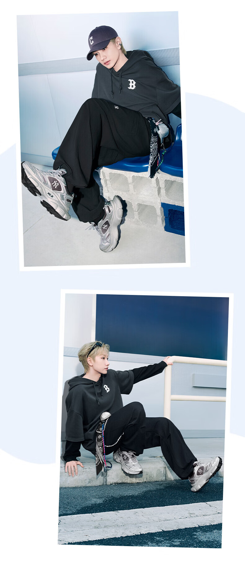 MLB Unisex Parachute Pants Wang Sulong Same Style Casual Wide-Leg Pants 26 Spring New 3AWPB0161-50BKS-M 3