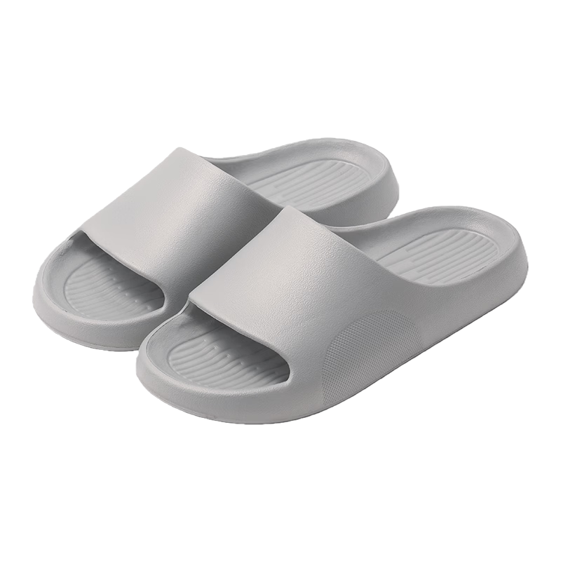 MINISO Men's Home Slippers Soft and Elastic Summer Bathroom Non-Slip Odor-Resistant Slippers Women's Smoke Gray Size 44-45