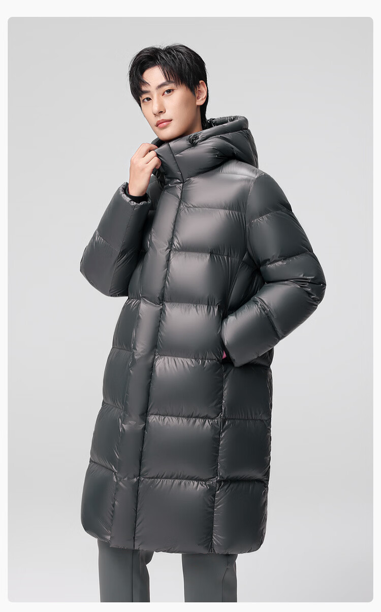 SNOWFLYING Obsidian Goose Down Hooded Thickened H-Style Down Jacket Recommended by Cheng Yi 7