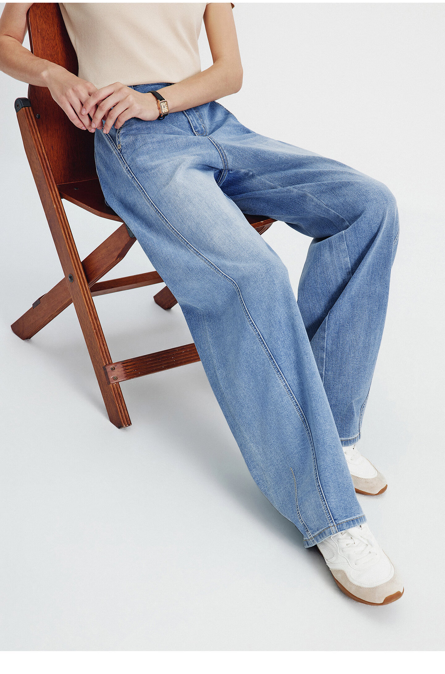 Navigare Small Sailboat Loose Fit Banana Pants 2026 Spring Summer New Washed Denim Women's Wide Leg Trousers 2312576502 10