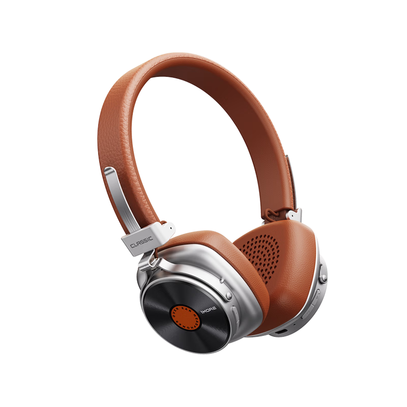 1MORE HQ36 Vintage Vinyl Over-Ear Headphones Active Noise Cancelling Wired Wireless Bluetooth Gaming Headset 2025 Edition Brown