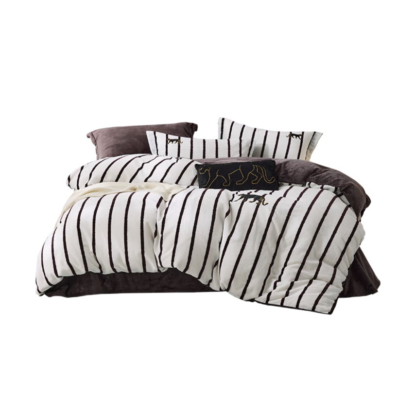 LOVO Luolai Flannel Milk Velvet Bedding Set, Autumn And Winter Thickened Bed Sheet, Double Duvet Cover, 200*230cm, White