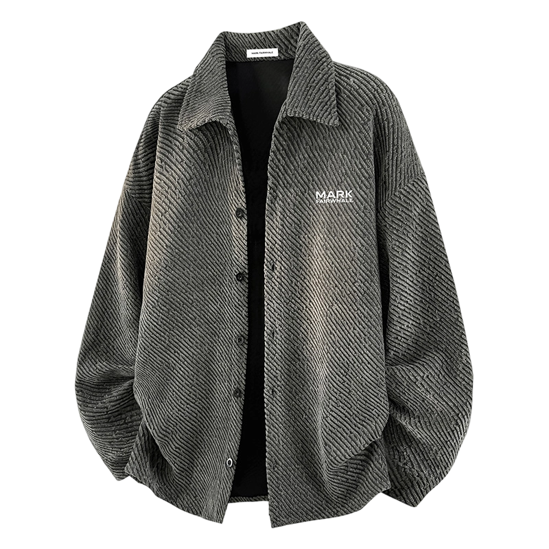MARK FAIRWHALE Men's Spring Autumn Textured Casual Cardigan Jacket Loose Fit Black L